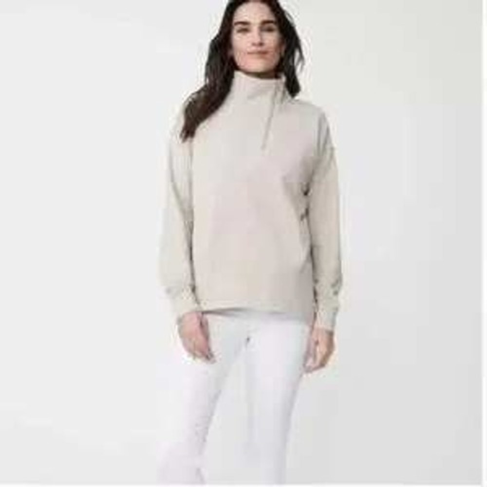 J.McLaughlin Women's Maeba Fleece Asymmetrical Quarter Zip‎ Herringbone L
